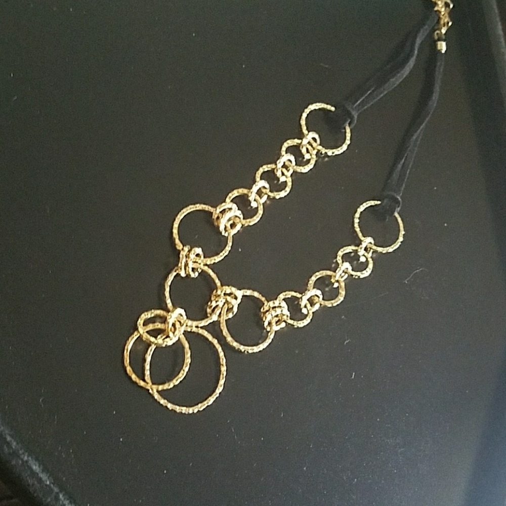 Lia Sophia leather strap gold necklace